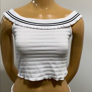 Storia top cropped size m white blue